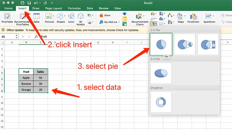 Make Pie Chart in Excel